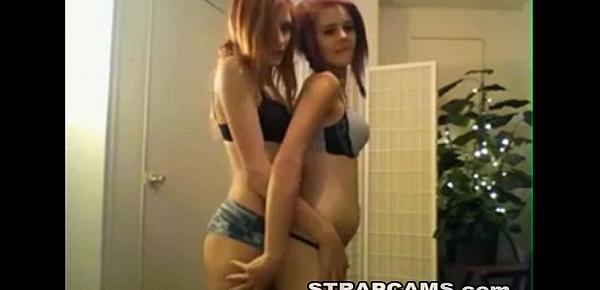  Two sexy teens kissing on webcam